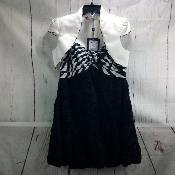 NWT $758 Sonia Pena Womens Size 14 Strap/Strapless Dressy Black/White 2pc Dress - Picture 1 of 16